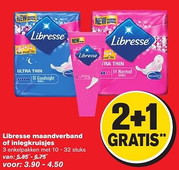 Aanbiedingen Libresse maandverband of inlegkruisjes - Libresse - Geldig van 08/02/2017 tot 14/02/2017 bij Hoogvliet
