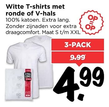 Aanbiedingen Witte t-shirts met ronde of v-hals - Huismerk Vomar - Geldig van 05/02/2017 tot 11/02/2017 bij Vomar
