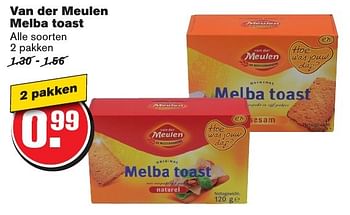 Aanbiedingen Van der meulen melba toast - Van der Meulen - Geldig van 08/02/2017 tot 14/02/2017 bij Hoogvliet