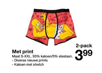 Aanbiedingen Strakke boxers met print - Huismerk - Zeeman  - Geldig van 03/02/2017 tot 10/02/2017 bij Zeeman