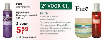 Aanbiedingen Pure douchegel lavendel - Pure - Geldig van 23/01/2017 tot 12/02/2017 bij Holland & Barrett