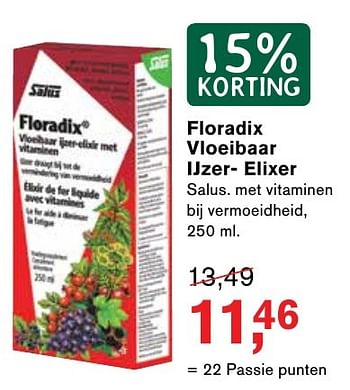 Aanbiedingen Floradix vloeibaar ijzer- elixer - Salus - Geldig van 23/01/2017 tot 12/02/2017 bij Holland & Barrett