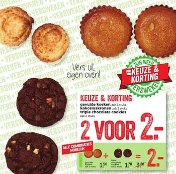 Aanbiedingen Gevulde koeken + triple chocolate cookies - Huismerk - Coop - Geldig van 05/02/2017 tot 12/02/2017 bij Coop