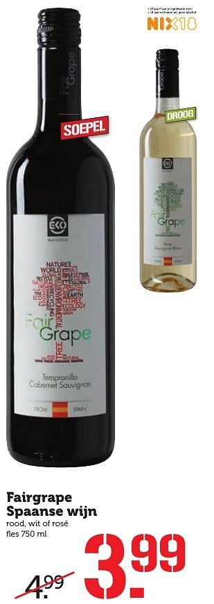 Aanbiedingen Fairgrape spaanse wijn - Rosé wijnen - Geldig van 05/02/2017 tot 12/02/2017 bij Coop