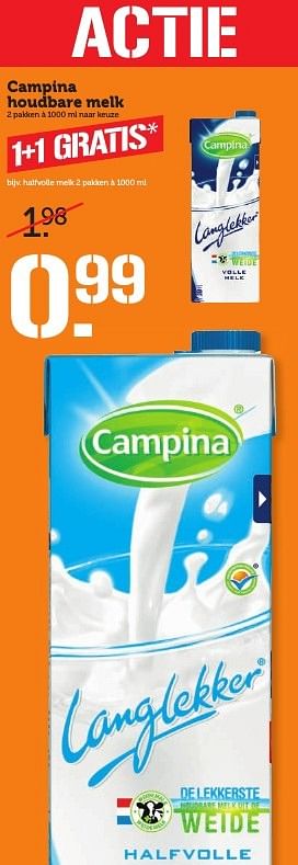 Aanbiedingen Campina houdbare melk - Campina - Geldig van 05/02/2017 tot 12/02/2017 bij Coop