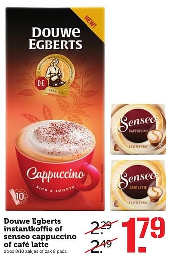 Aanbiedingen Douwe egberts instantkoffie of senseo cappuccino of café latte - Douwe Egberts - Geldig van 05/02/2017 tot 12/02/2017 bij Coop