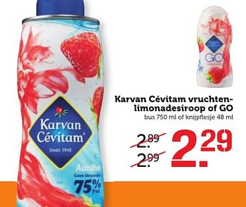 Aanbiedingen Karvan cévitam vruchtenlimonadesiroop of go - Karvan Cévitam - Geldig van 05/02/2017 tot 12/02/2017 bij Coop