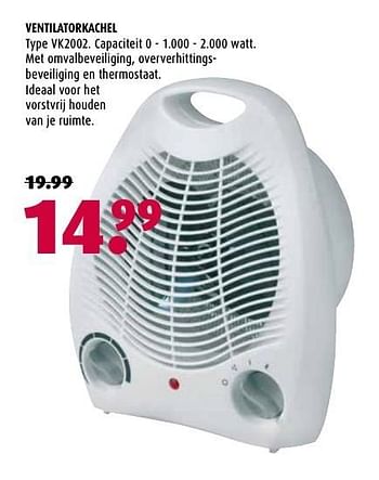 Aanbiedingen Ventilatorkachel vk2002 - Huismerk - Hubo  - Geldig van 30/01/2017 tot 12/02/2017 bij Hubo