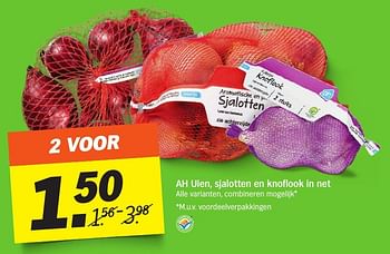 Aanbiedingen Ah uien, sjalotten en knoflook in net - Huismerk - Albert Heijn - Geldig van 05/02/2017 tot 12/02/2017 bij Albert Heijn