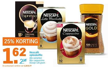 Aanbiedingen Nescafé oploskoffie cappuccino doosje - Nescafe - Geldig van 05/02/2017 tot 12/02/2017 bij Albert Heijn