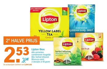 Aanbiedingen Lipton thee herbal infusion morocco mint - Lipton - Geldig van 05/02/2017 tot 12/02/2017 bij Albert Heijn