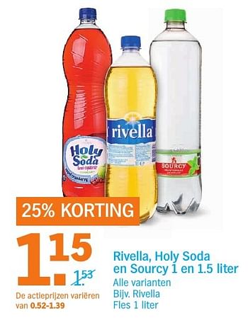 Aanbiedingen Rivella, holy soda en sourcy - Huismerk - Albert Heijn - Geldig van 05/02/2017 tot 12/02/2017 bij Albert Heijn