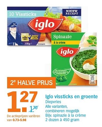 Aanbiedingen Spinazie à la crème - Iglo - Geldig van 05/02/2017 tot 12/02/2017 bij Albert Heijn