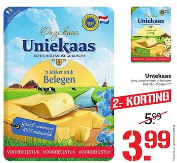 Aanbiedingen Uniekaas jong, jong belegen of belegen - Uniekaas - Geldig van 05/02/2017 tot 12/02/2017 bij Coop