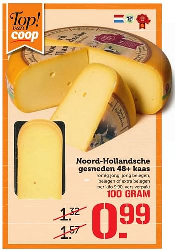 Aanbiedingen Noord-hollandsche gesneden 48+ kaas - Huismerk - Coop - Geldig van 05/02/2017 tot 12/02/2017 bij Coop