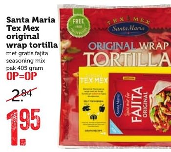 Aanbiedingen Santa maria tex mex original wrap tortilla - Santa Maria - Geldig van 05/02/2017 tot 12/02/2017 bij Coop