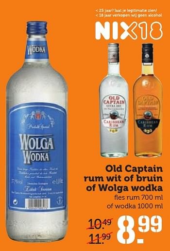Aanbiedingen Old captain rum wit of bruin of wolga wodka - Wolga - Geldig van 05/02/2017 tot 12/02/2017 bij Coop