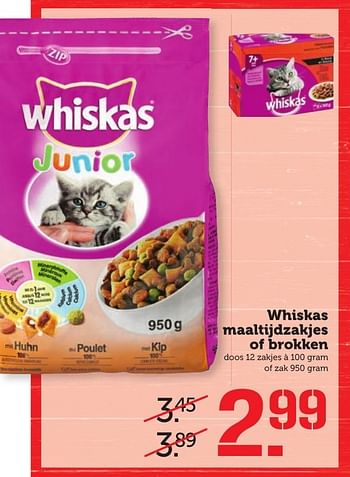Aanbiedingen Whiskas maaltijdzakjes of brokken - Whiskas - Geldig van 05/02/2017 tot 12/02/2017 bij Coop
