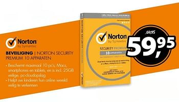Aanbiedingen Beveiliging norton security premium 10 apparaten - Norton - Geldig van 06/03/2017 tot 12/03/2017 bij Expert