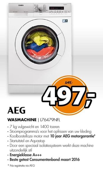 Aanbiedingen Aeg wasmachine l76479nfl - AEG - Geldig van 06/03/2017 tot 12/03/2017 bij Expert