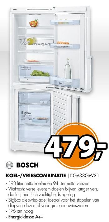 Aanbiedingen Bosch koel--vriescombinatie kgv33gw31 - Bosch - Geldig van 06/03/2017 tot 12/03/2017 bij Expert