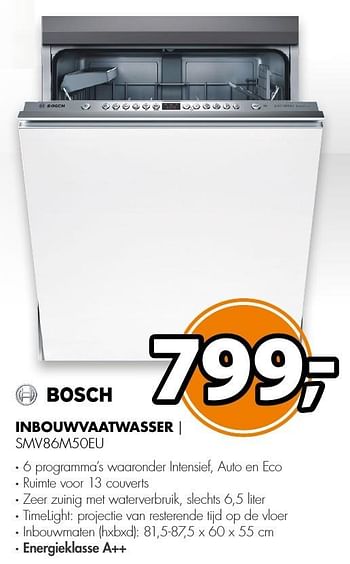 Aanbiedingen Bosch inbouwvaatwasser smv86m50eu - Bosch - Geldig van 06/03/2017 tot 12/03/2017 bij Expert