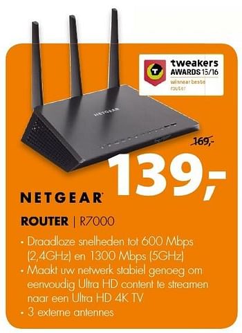 Aanbiedingen Netgear router r7000 - Netgear - Geldig van 06/03/2017 tot 12/03/2017 bij Expert