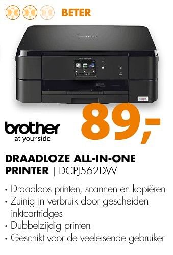 Aanbiedingen Brother draadloze all-in-one printer dcpj562dw - Brother - Geldig van 06/03/2017 tot 12/03/2017 bij Expert