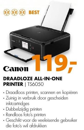 Aanbiedingen Canon draadloze all-in-one printer ts6050 - Canon - Geldig van 06/03/2017 tot 12/03/2017 bij Expert