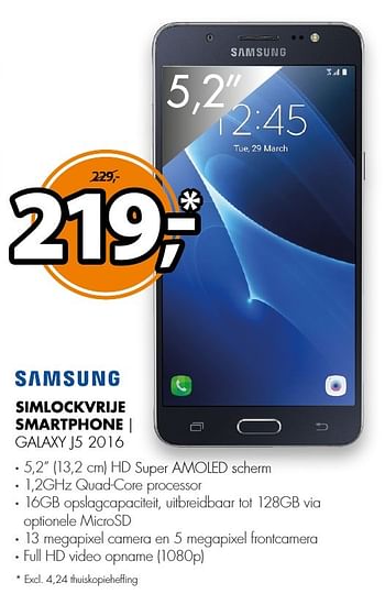 Aanbiedingen Samsung simlockvrije smartphone galaxy j5 2016 - Samsung - Geldig van 06/03/2017 tot 12/03/2017 bij Expert