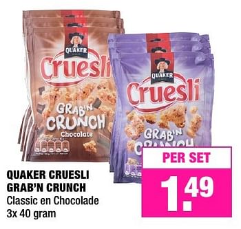 Aanbiedingen Quaker cruesli grab`n crunch - Quaker - Geldig van 07/02/2017 tot 13/02/2017 bij Big Bazar