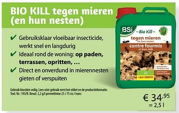 Aanbiedingen Bio kill tegen mieren - BSI - Geldig van 08/02/2017 tot 31/08/2017 bij Multi Bazar