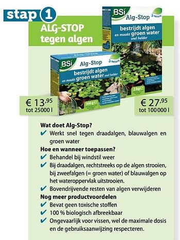 Aanbiedingen Alg-stop tegen algen - BSI - Geldig van 08/02/2017 tot 31/08/2017 bij Multi Bazar