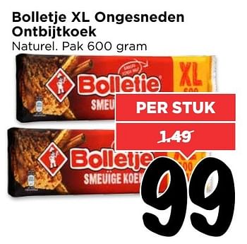 Aanbiedingen Bolletje xl ongesneden ontbijtkoek - Bolletje - Geldig van 12/02/2017 tot 18/02/2017 bij Vomar