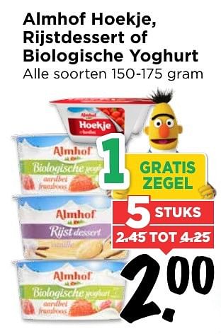 Aanbiedingen Almhof hoekje, rijstdessert of biologische yoghurt - Almhof - Geldig van 12/02/2017 tot 18/02/2017 bij Vomar