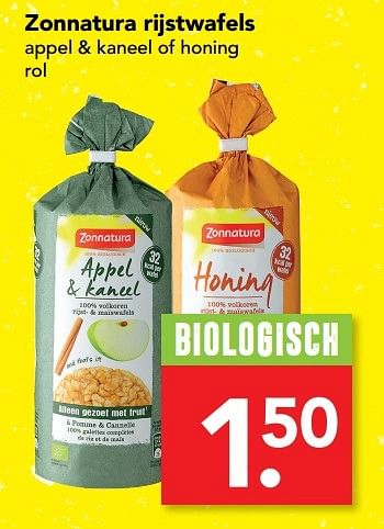 Aanbiedingen Zonnatura rijstwafels appel + kaneel of honing rol - Zonnatura - Geldig van 12/02/2017 tot 18/02/2017 bij Deen Supermarkten