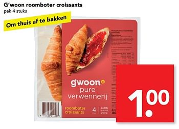 Aanbiedingen G`woon roomboter croissants - Gâ€™woon - Geldig van 12/02/2017 tot 18/02/2017 bij Deen Supermarkten