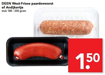 Aanbiedingen Deen west-friese paardenworst of andijkertje - Huismerk deen supermarkt - Geldig van 12/02/2017 tot 18/02/2017 bij Deen Supermarkten