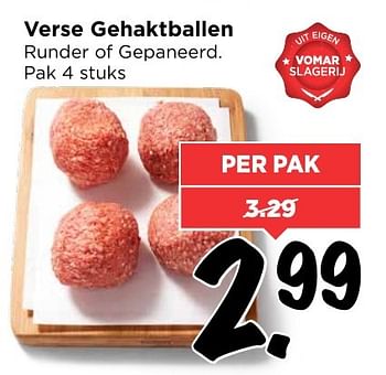 Aanbiedingen Verse gehaktballen runder of gepaneerd - Huismerk Vomar - Geldig van 12/02/2017 tot 18/02/2017 bij Vomar