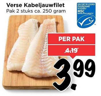 Aanbiedingen Verse kabeljauwfilet - Huismerk Vomar - Geldig van 12/02/2017 tot 18/02/2017 bij Vomar