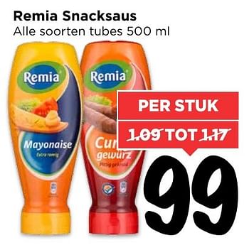 Aanbiedingen Remia snacksaus - Remia - Geldig van 12/02/2017 tot 18/02/2017 bij Vomar