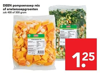 Aanbiedingen Deen pompoensoep mix of erwtensoepgroenten - Huismerk deen supermarkt - Geldig van 12/02/2017 tot 18/02/2017 bij Deen Supermarkten