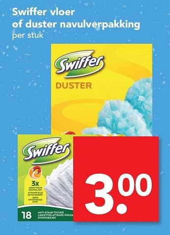 Aanbiedingen Swiffer vloer of duster navulverpakking - Swiffer - Geldig van 12/02/2017 tot 18/02/2017 bij Deen Supermarkten