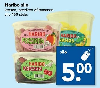 Aanbiedingen Haribo silo kersen, perziken of bananen - Haribo - Geldig van 12/02/2017 tot 18/02/2017 bij Deen Supermarkten