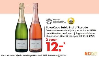 Aanbiedingen Cava copa sabia brut of rosado - Schuimwijnen - Geldig van 30/01/2017 tot 19/02/2017 bij Hema