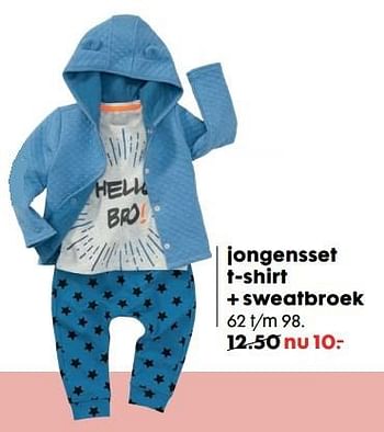 Aanbiedingen Jongensset t-shirt + sweatbroek - Huismerk - Hema - Geldig van 30/01/2017 tot 19/02/2017 bij Hema
