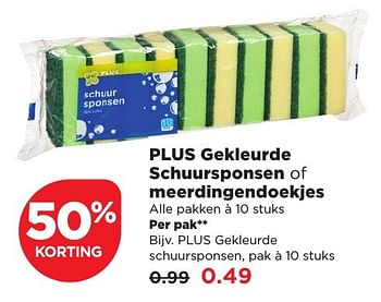 Aanbiedingen Plus gekleurde schuursponsen - Huismerk - Plus - Geldig van 11/02/2017 tot 18/02/2017 bij Plus