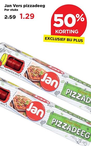 Aanbiedingen Jan vers pizzadeeg - Jan - Geldig van 11/02/2017 tot 18/02/2017 bij Plus