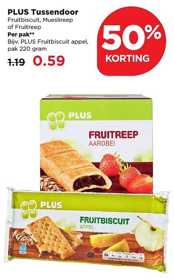 Aanbiedingen Plus fruitbiscuit appel - Huismerk - Plus - Geldig van 11/02/2017 tot 18/02/2017 bij Plus
