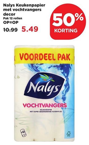 Aanbiedingen Nalys keukenpapier met vochtvangers decor - Nalys - Geldig van 11/02/2017 tot 18/02/2017 bij Plus